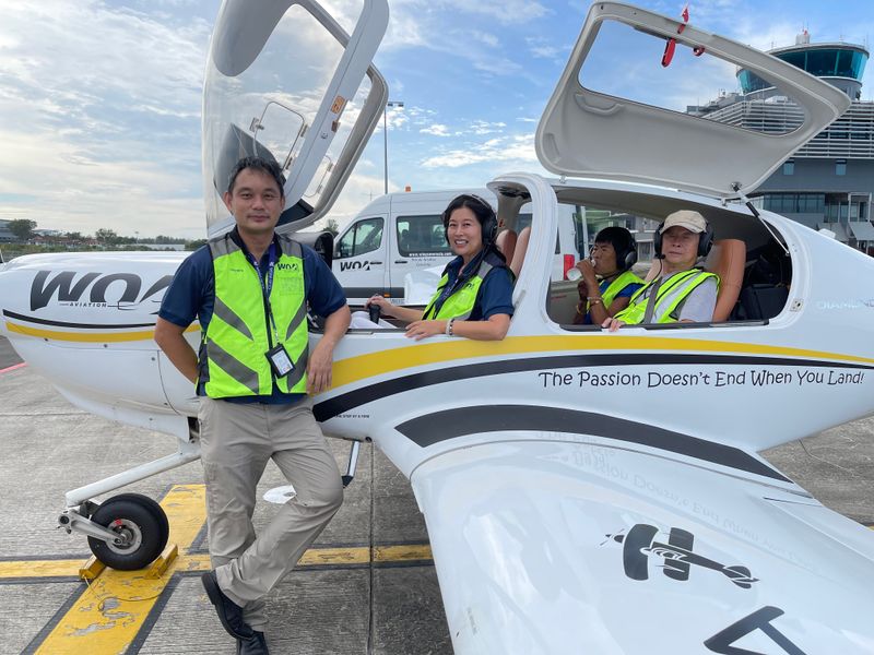 Never too old to fly! Member flies 80 year old parents visiting from Beijing.